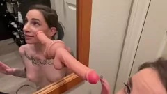 Play Sloppy Deep Throat with 9 Inch Dildo Featuring Petite Sheena Rose